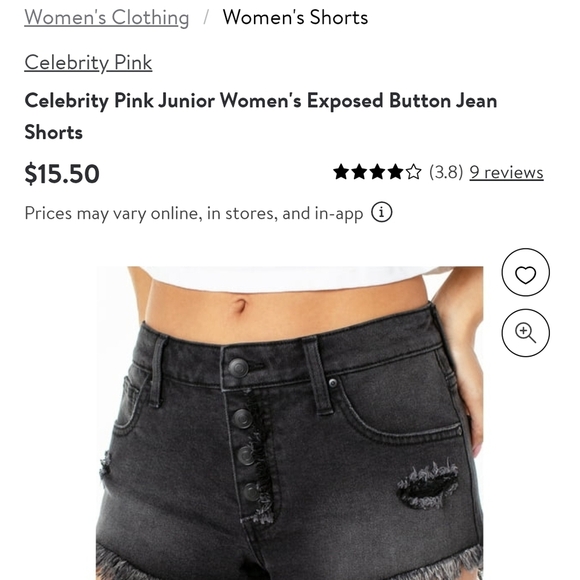 CELEBRITY PINK Exposed Button Mid Rise Jean Shorts In Washed Black. Size 28 NWT - Picture 5 of 12